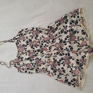 Express Cream and Black Floral Jumpsuit